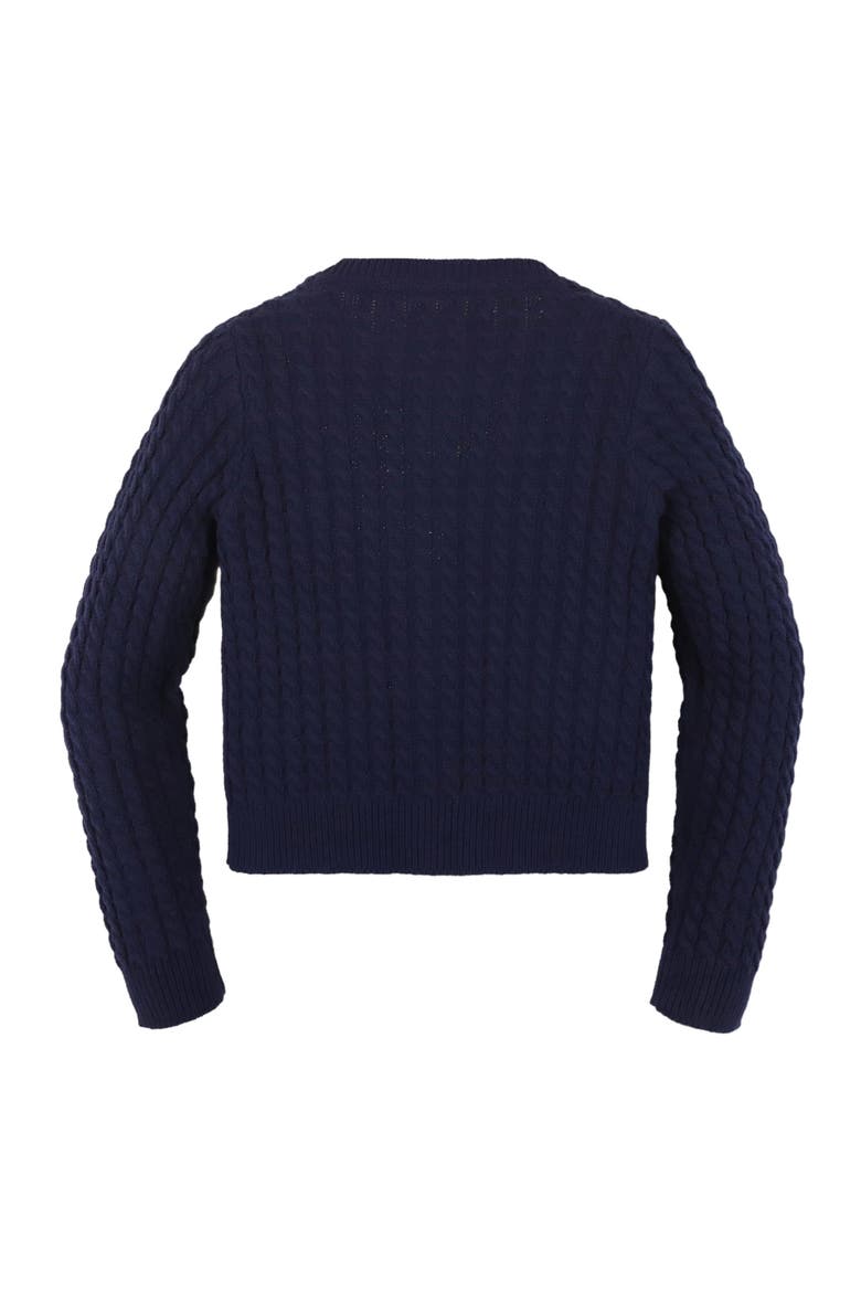 Organic Long Sleeve Classic Cable Cardigan Sweater, Alternate, color, Navy Cable