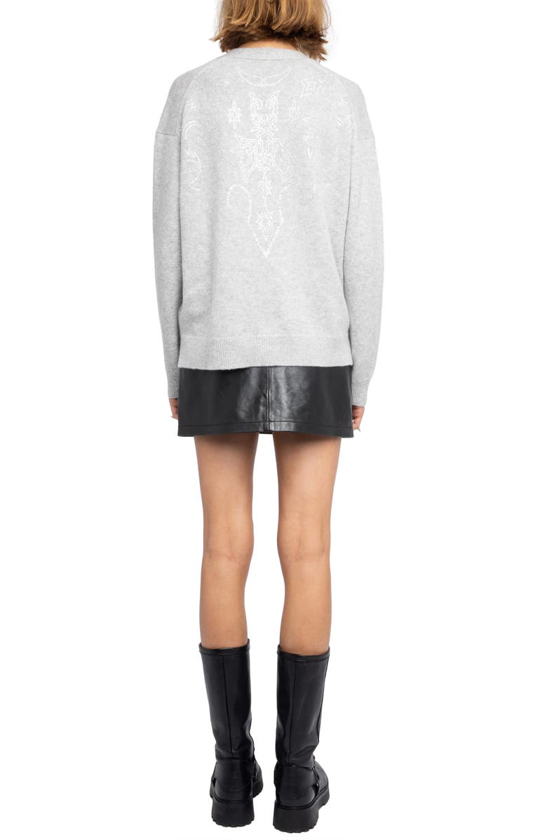 Zadig & Voltaire Mirkas Strass Cashmere Cardigan, Alternate, color, Gris Chine Clai