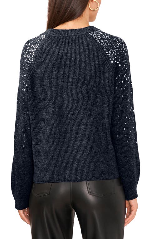 Vince Camuto Sequinned Raglan Sleeve Sweater In Blue