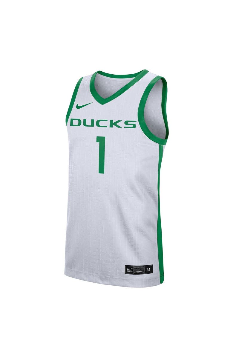 Nike Men's Nike #1 White Oregon Ducks Replica Jersey, Alternate, color, White
