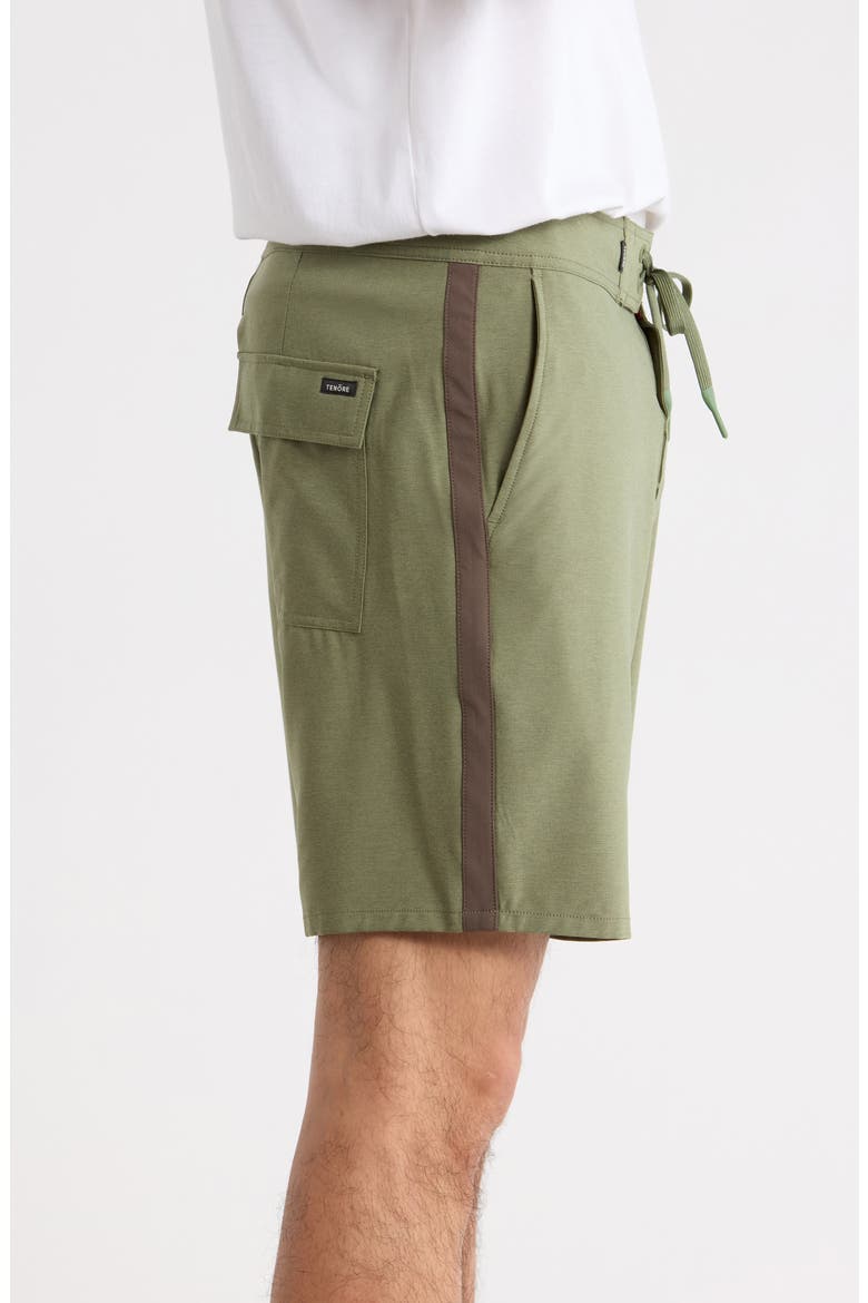 Tuxedo Stripe Board Shorts, Alternate, color, OLIVE