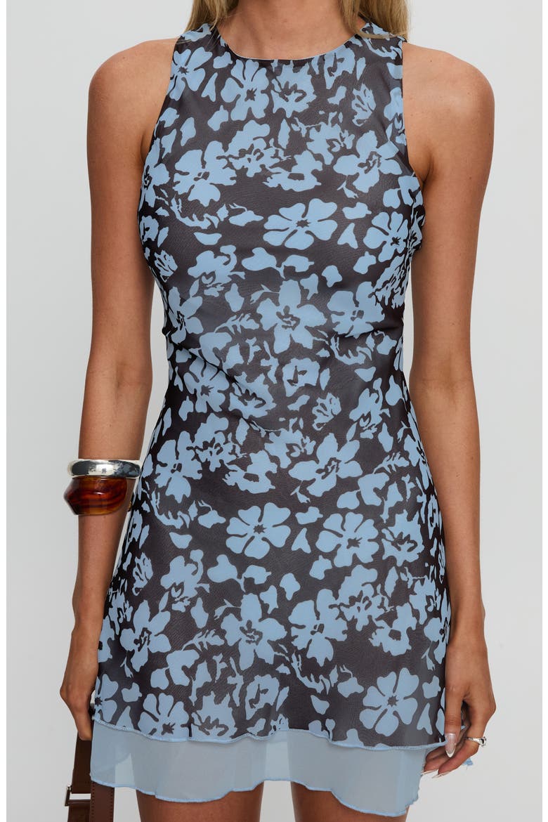 Buffie Floral Minidress, Alternate, color, BROWN FLORAL