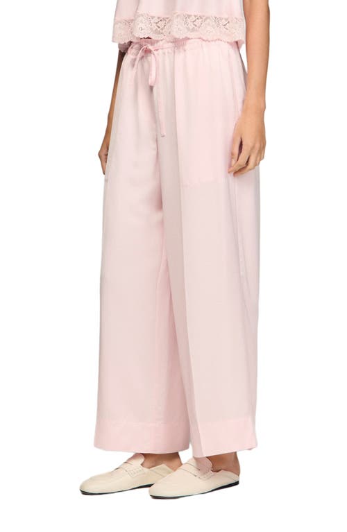 SANDRO Satin-effect wide-leg trousers in Light Pink at Nordstrom, Size 42