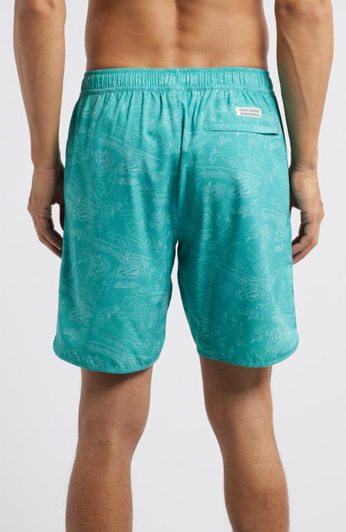 Fair Harbor The Anchor Swim Trunks In Aqua Topographic