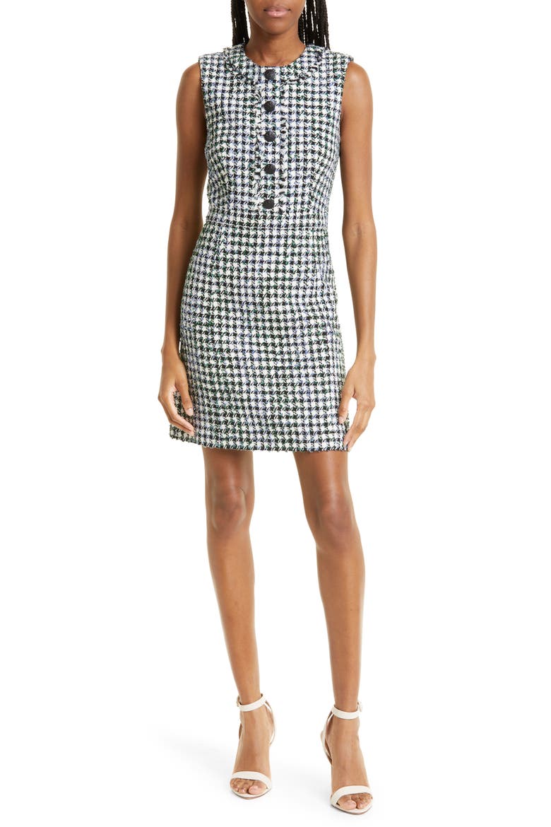 Julie Sleeveless Tweed Dress, Main, color, BLUE/ PINEGROVE MULTI