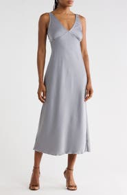 bebe Sleeveless Satin Maxi Slipdress