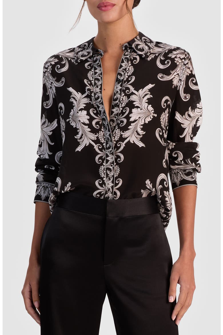 Willa Florentine Print Button-Up Shirt, Main, color, WINTERS TALE