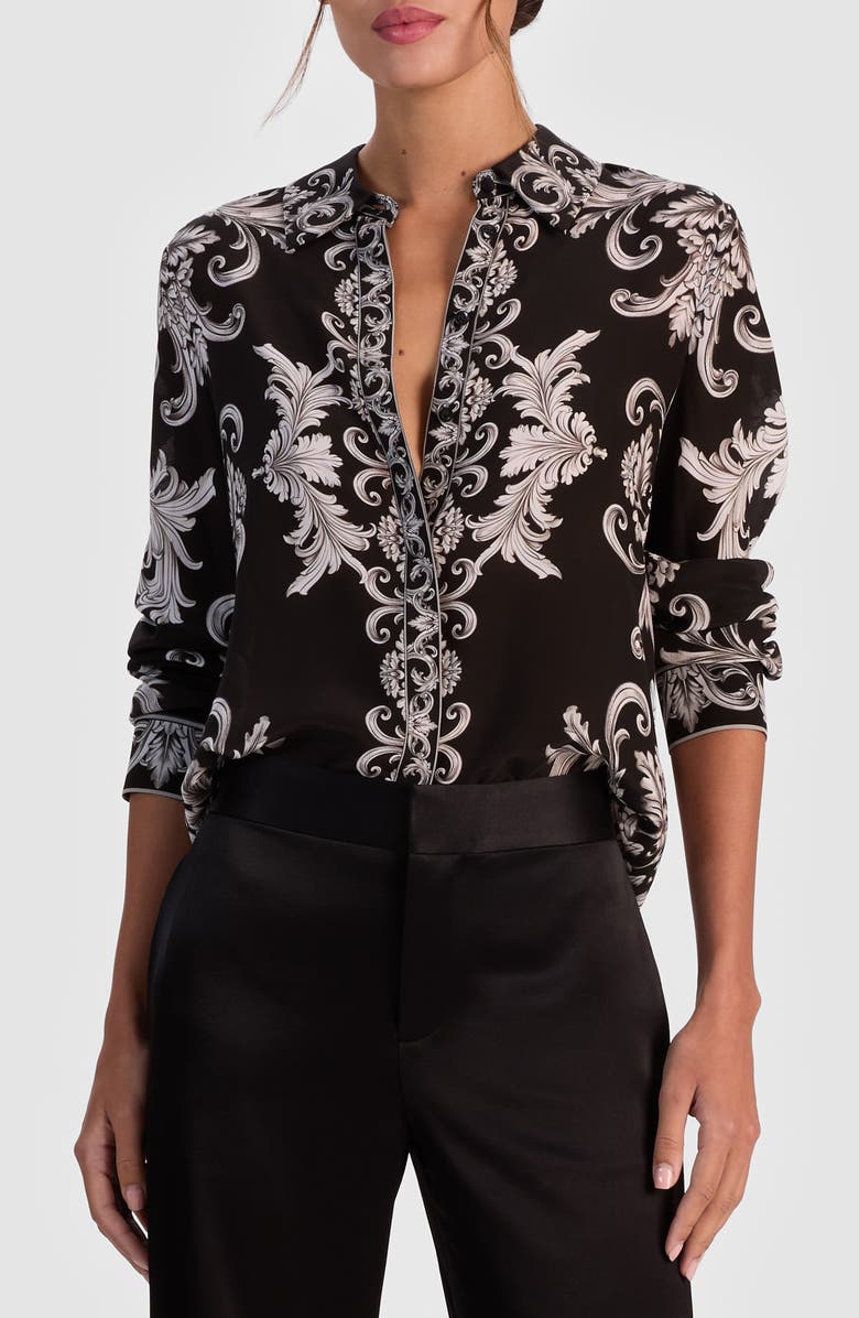 Alice + Olivia Willa Florentine Print Button-Up Shirt, Main, color, Winters Tale