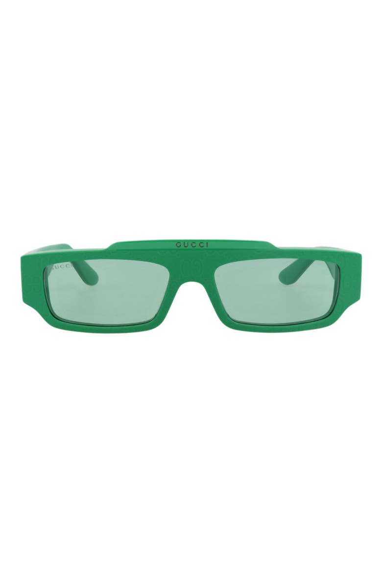 55mm Rectangular Sunglasses, Main, color, GREEN GREEN GREEN