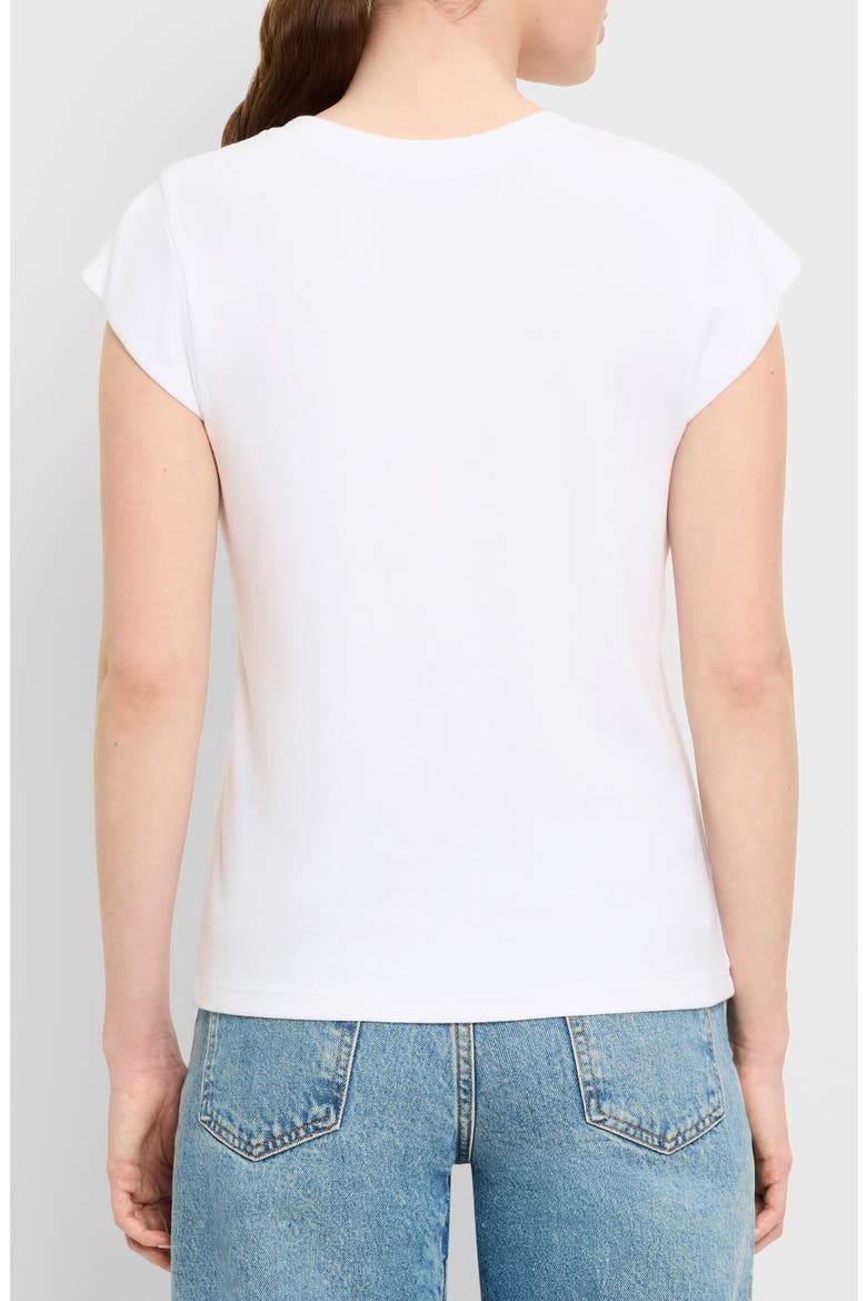 Rhea Power Shoulder Stretch Cotton Blend T-Shirt, Alternate, color, WHITE