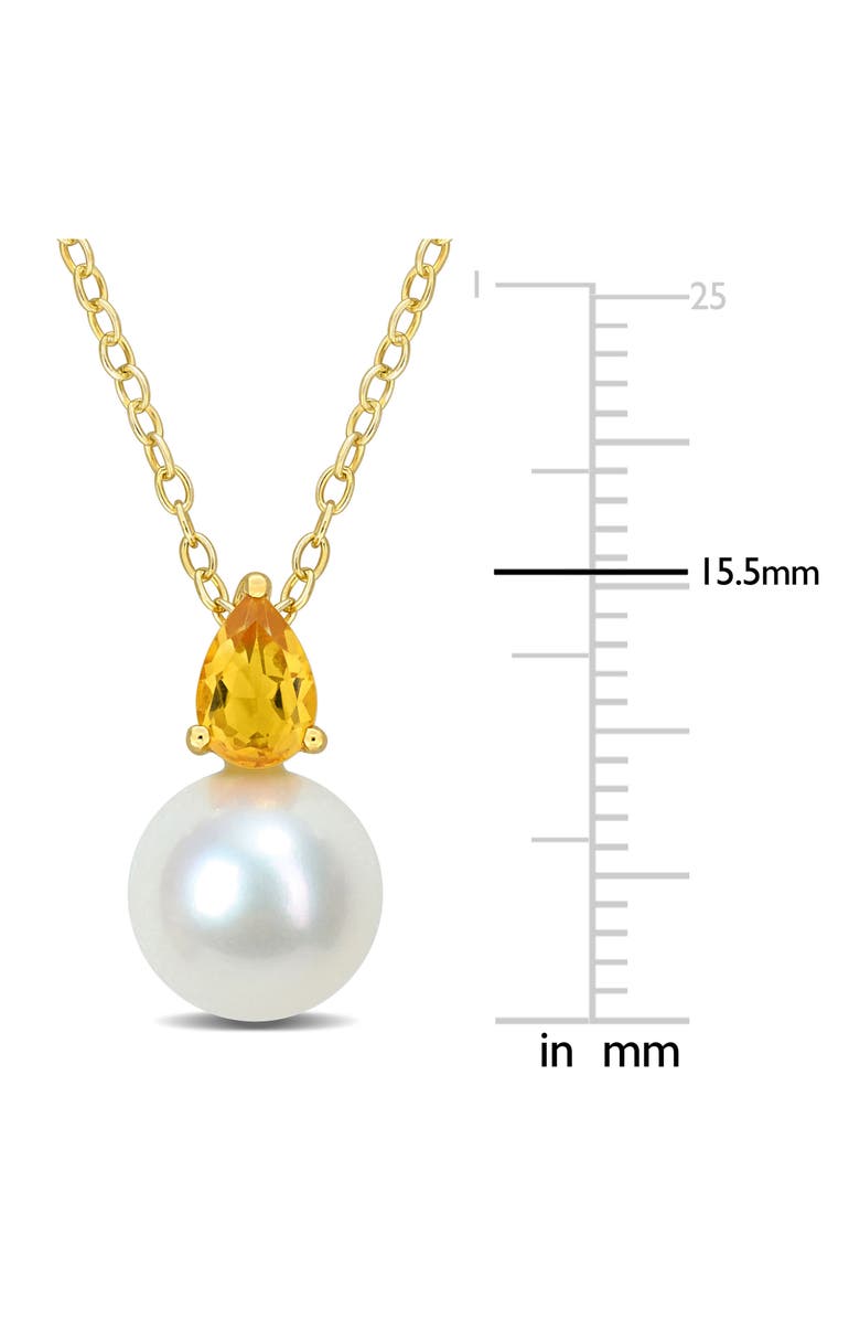 DELMAR Citrine & Freshwater Pearl Pendant Necklace, Alternate, color, Yellow