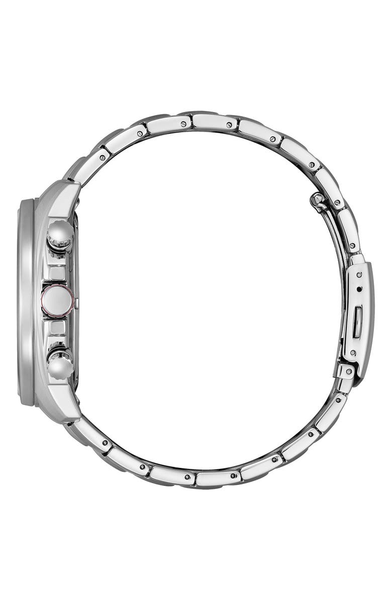 Citizen Eco Drive Chronograph Stainless Steel Bracelet Watch, 44mm, Alternate, color, Silver