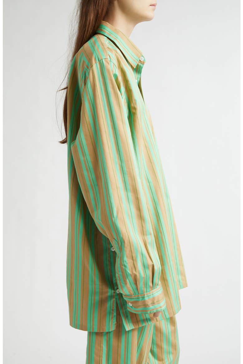 Safari Stripe Oversize Cotton & Silk Button-Up Shirt, Alternate, color, SAFARI STRIPE