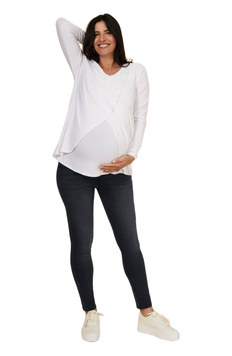 MOTHERHOOD MATERNITY Secret Fit Ankle Length Skinny Jeans, Main, color, Black