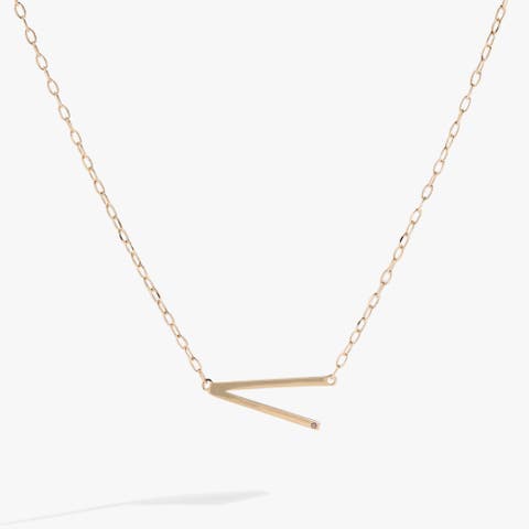 Gold Elongated Initial Pendant Necklace