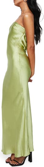 Haley Strapless Satin Maxi Dress