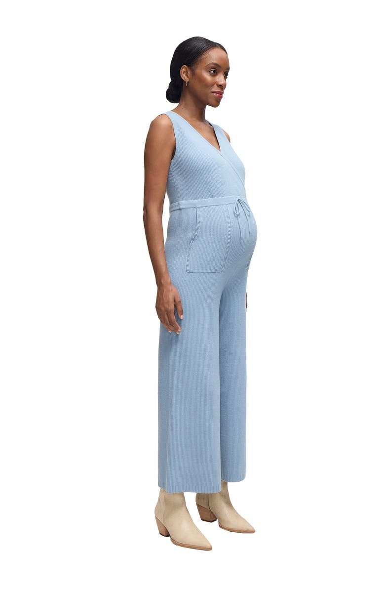 Ingrid & Isabel Luxe Sweater Maternity Jumpsuit, Alternate, color, Blue Gray