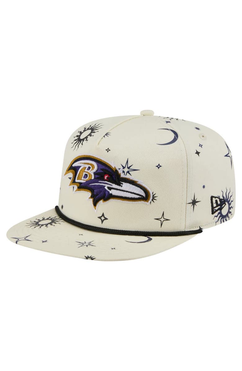 New Era Men's New Era Cream Baltimore Ravens Celestial Golfer Adjustable Hat, Main, color, 
