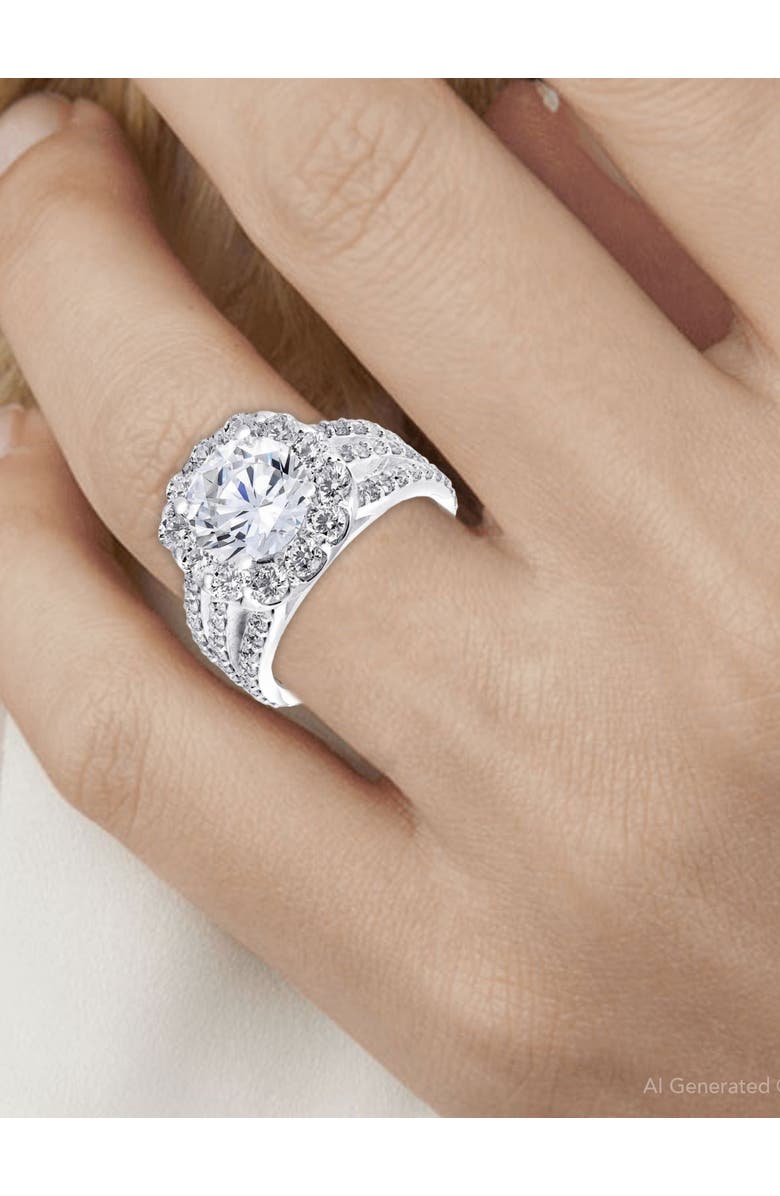 Bliss Diamond 4 1/2ct Cushion Halo Diamond 3-Row Engagement Ring 14k Gold Lab Grown, Alternate, color, 