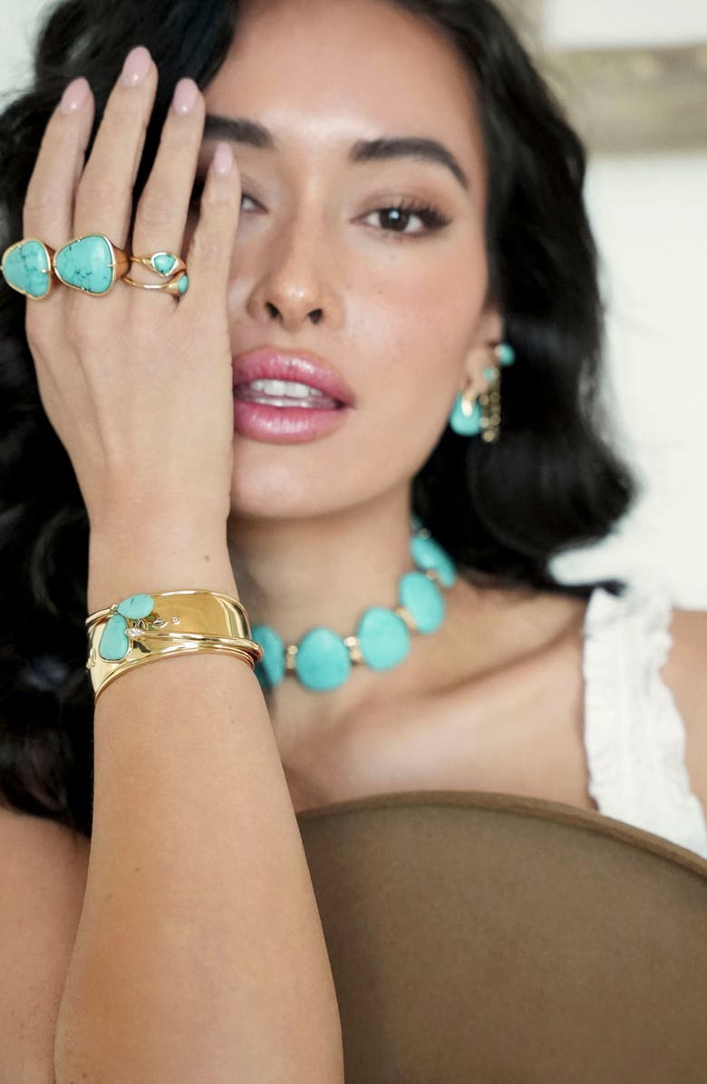 Ettika Set of 3 Reconstituted Turquoise Solstice Stacking Rings, Alternate, color, Turquoise