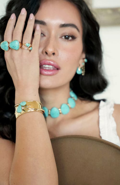Ettika Set Of 3 Reconstituted Turquoise Solstice Stacking Rings In Blue