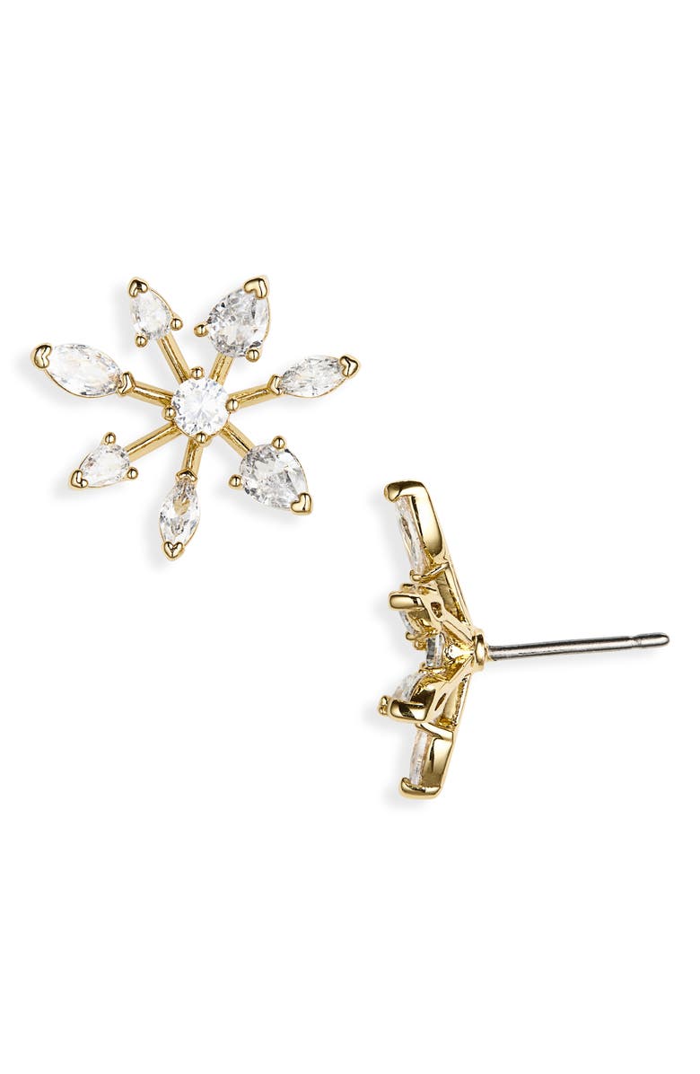 Kate Spade New York snow day snowflake stud earrings, Main, color, Clear/ Gold
