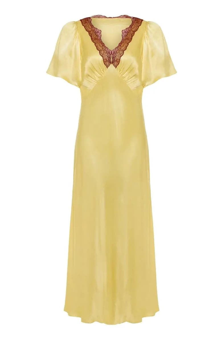 Rewritten Lace Ellis V-Neck Dress, Main, color, Butter Yellow