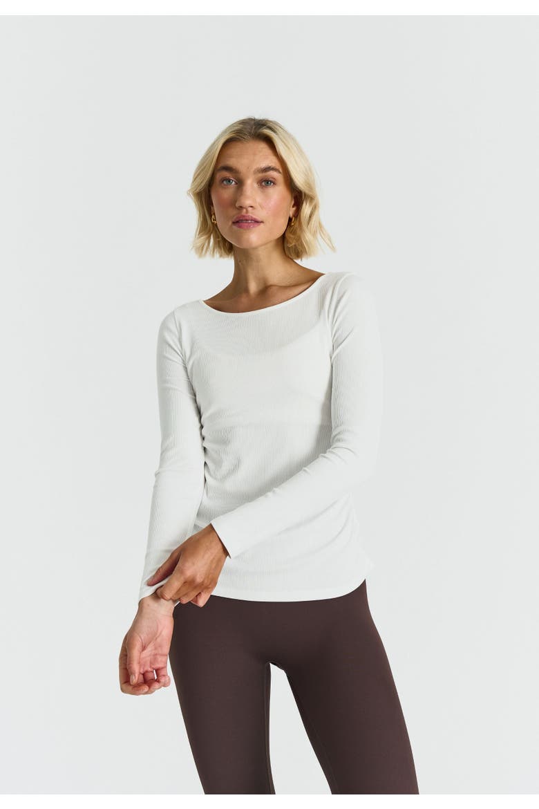 Ribbed Long Sleeve Top, Alternate, color, Off White