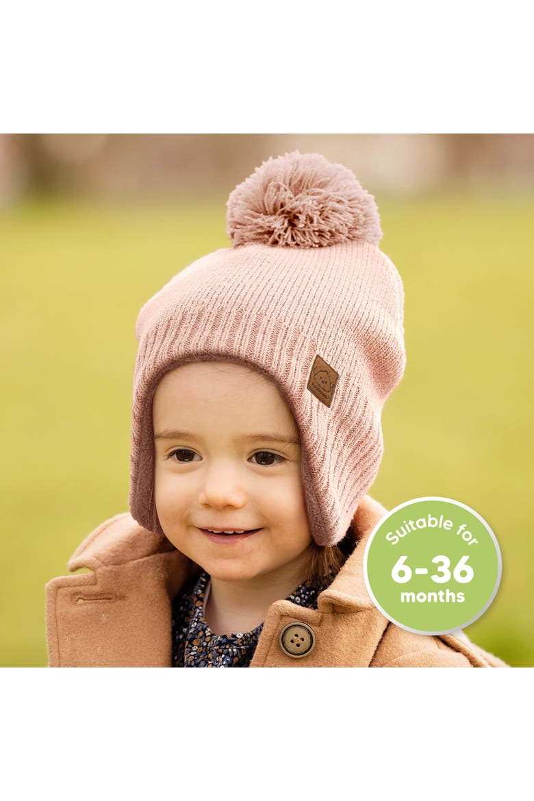 Muff Knitted Beanie, Alternate, color, Blush