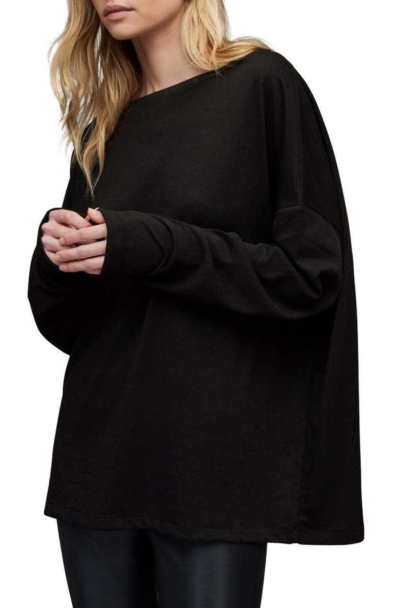 AllSaints Rita Boatneck Long Sleeve Oversize T-Shirt, Alternate, color,