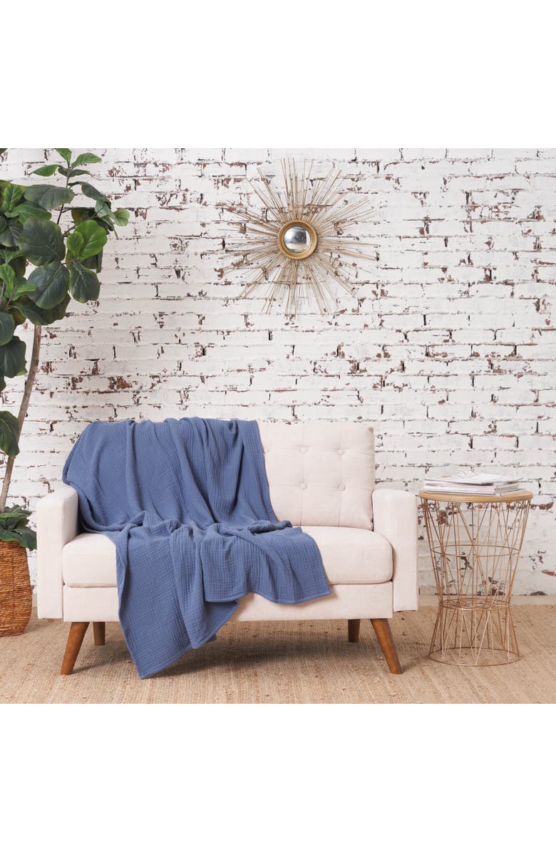 carol & frank Ryker Vintage Indigo Throw Blanket, Alternate, color, Blue