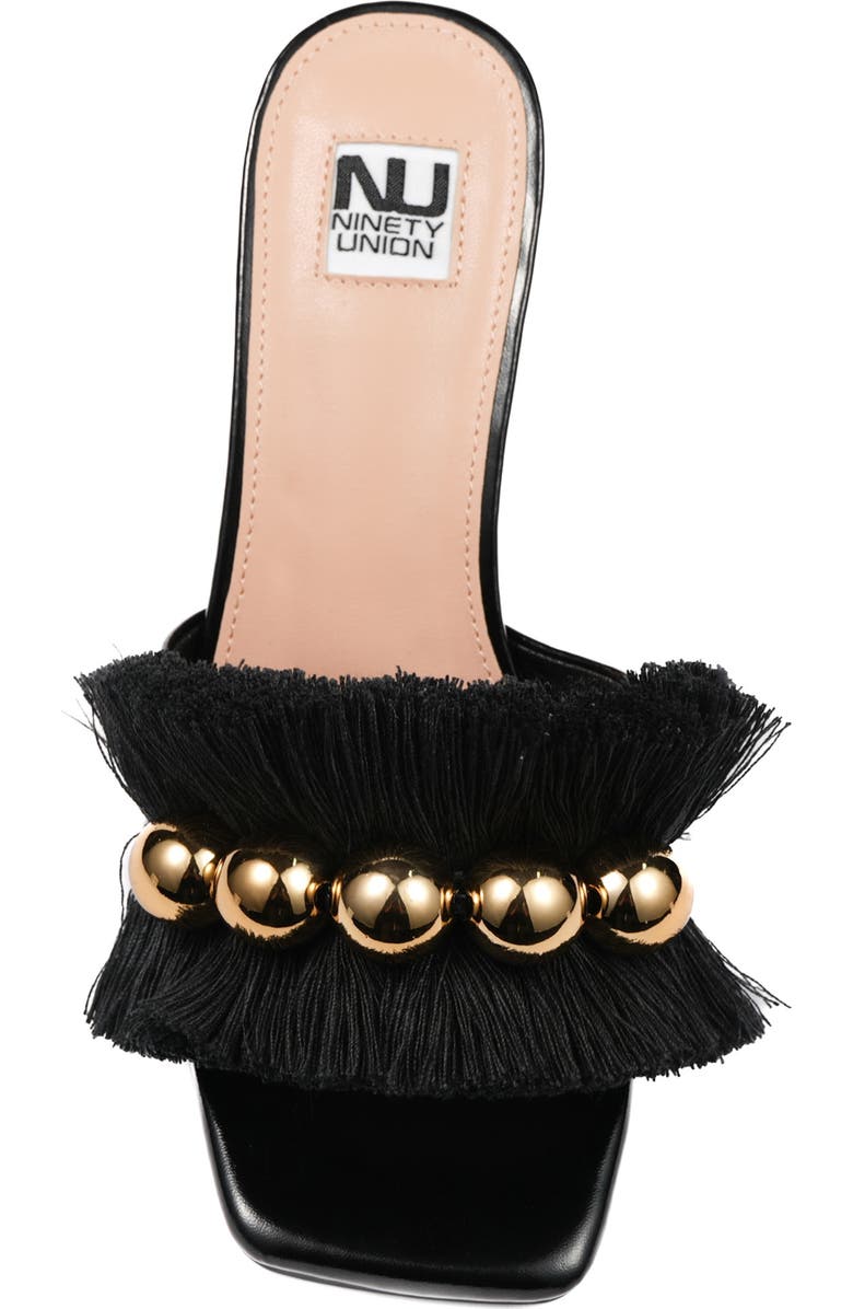 NINETY UNION Miami Fringed Orb Heel Slide Sandal, Alternate, color, Black