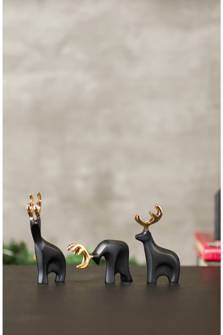 Prancer Set of 3 Reindeer Figurines, Alternate, color, BLACK