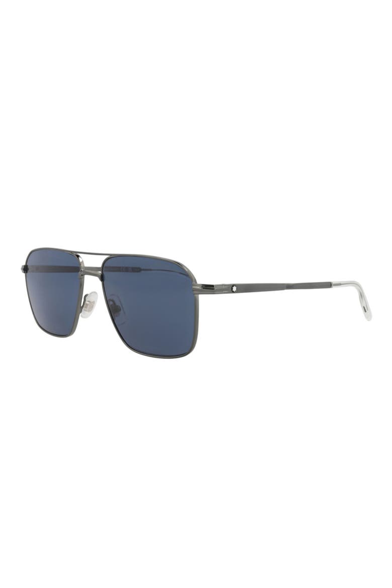 56mm Square Aviator Sunglasses, Alternate, color, RUTHENIUM RUTHENIUM BLUE