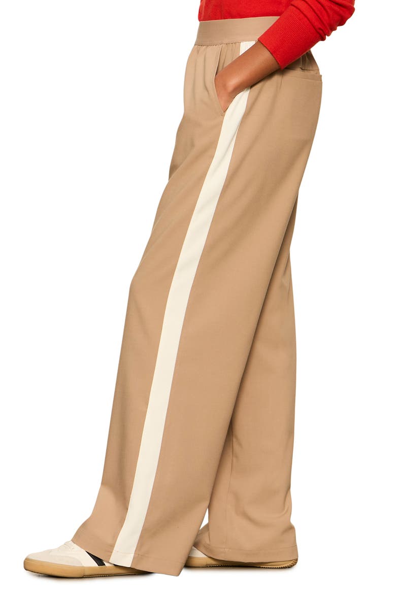Wide Leg Track Pants, Alternate, color, ALMOND