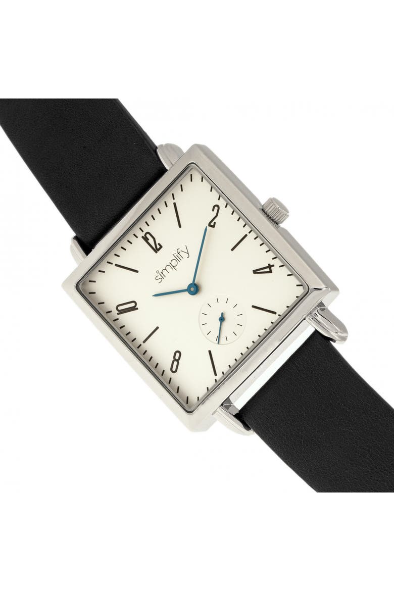 The 5000 Leather-Band Watch, Alternate, color, Black/White