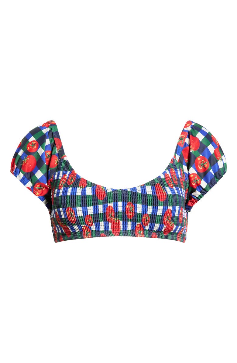 Hutch Smocked Puff Sleeve Bikini Top, Main, color,
