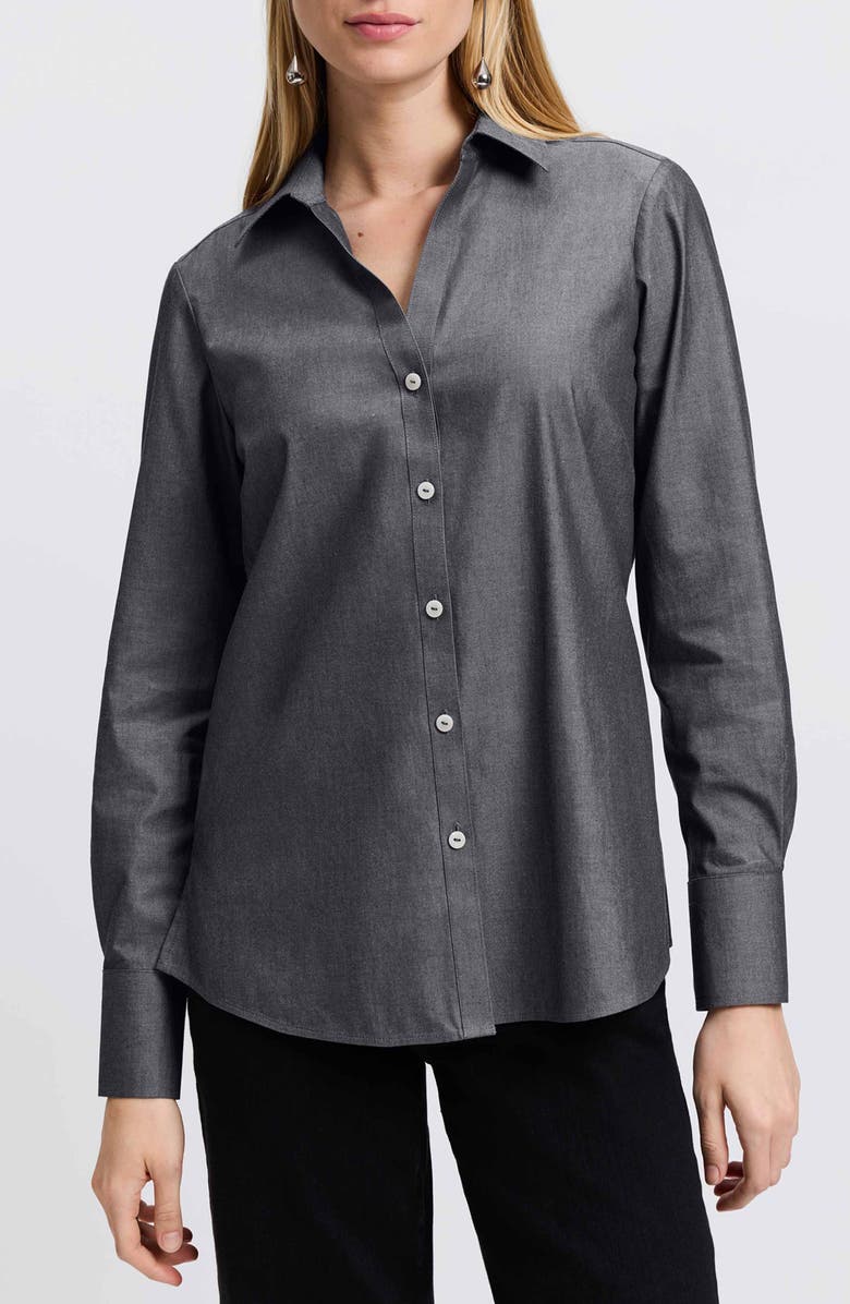 Foxcroft Mary Non-Iron Cotton Oxford Button-Up Shirt, Main, color, 