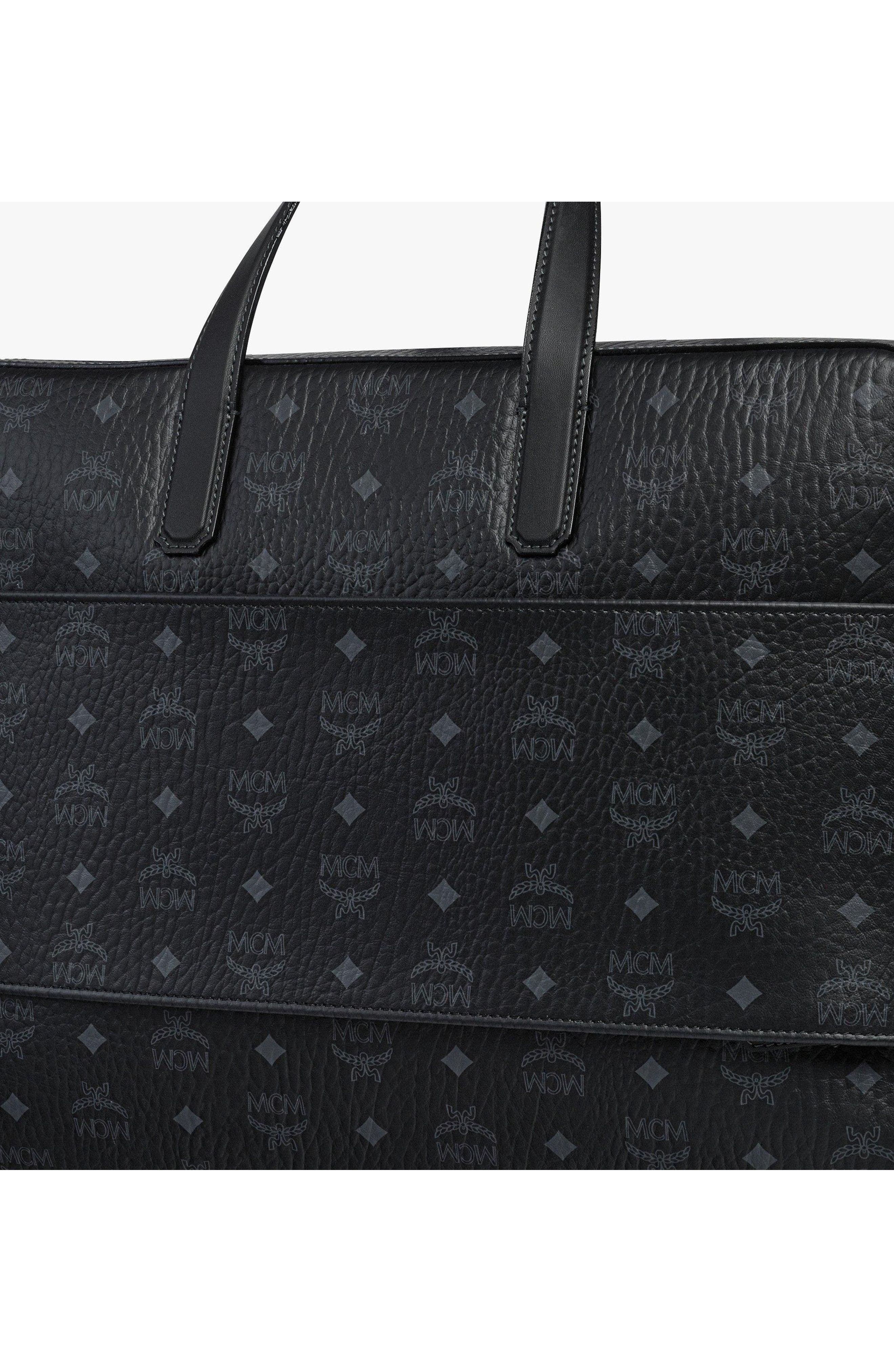 MCM Ottomar Garment Bag in Visetos, Alternate, color, Black