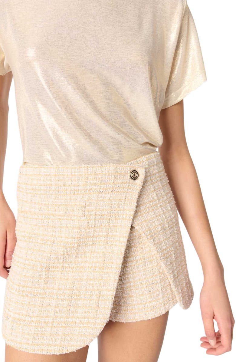 maje Layered tweed skort, Alternate, color,