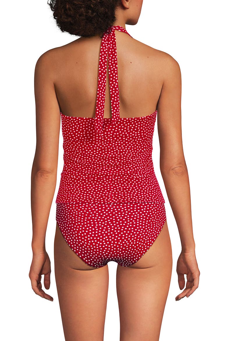 Twist Halter Tankini Top, Alternate, color, Red Mini Dot