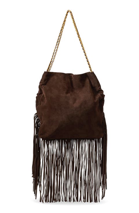 Large Slouch Fringe Suede Shoulder Bag