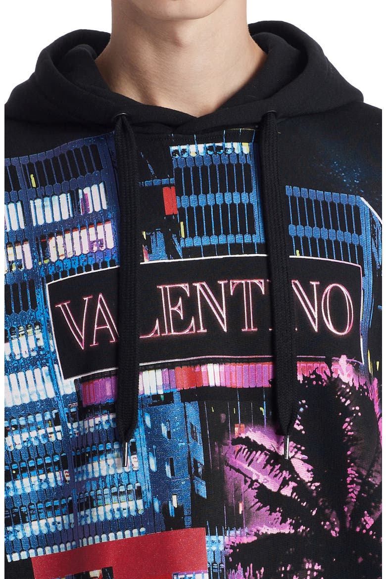 Electric City Print Cotton Hoodie, Alternate, color, ELECTRIC CITY