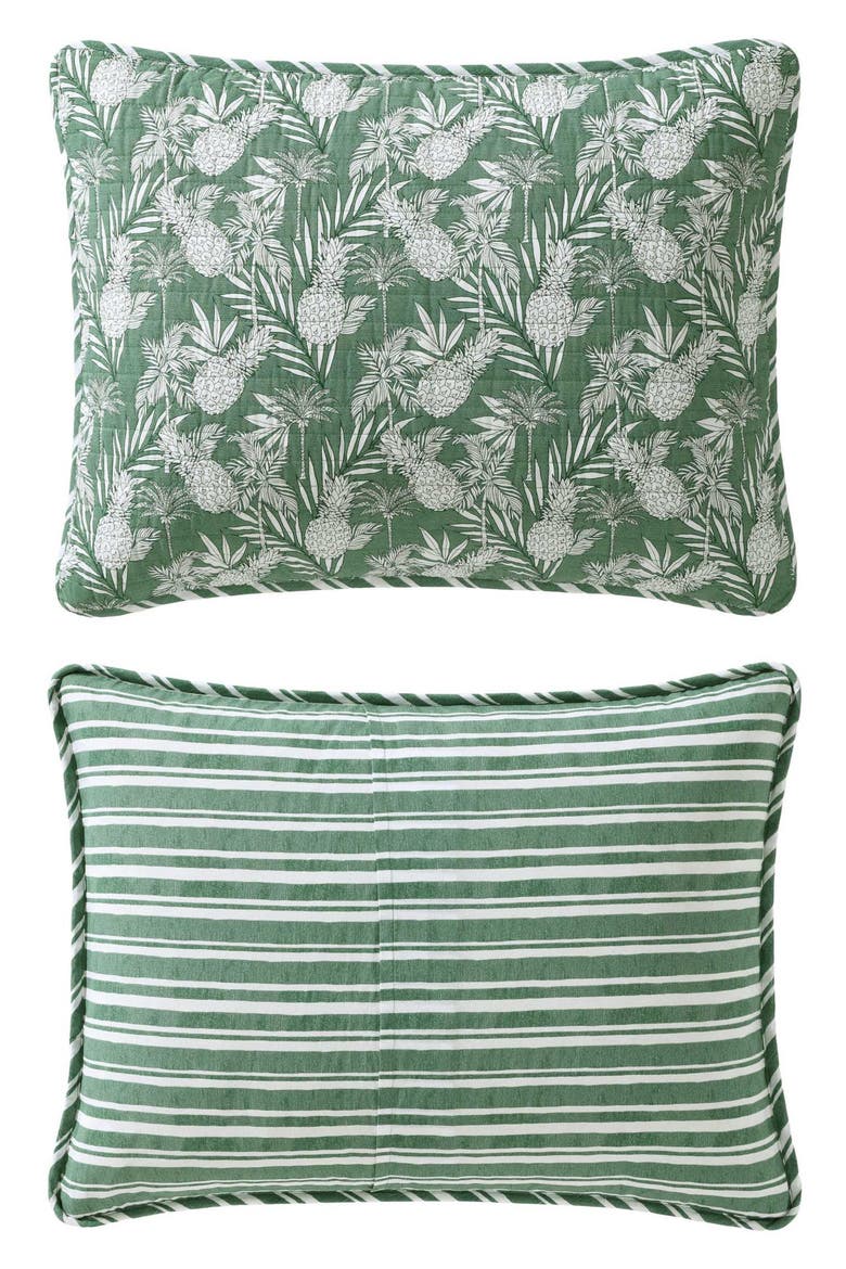 Pineapple Venture Cotton Quilt Set, Alternate, color, GREEN