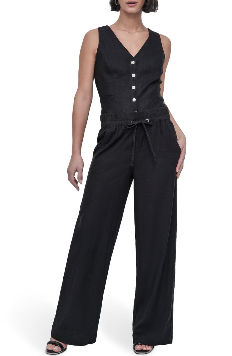 DKNY Linen Blend Drawstring Pants, Alternate, color, 