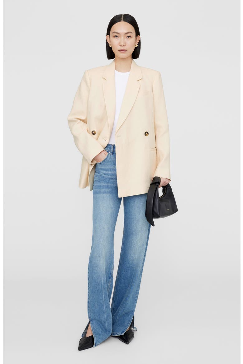 Kaia Linen Blazer, Alternate, color, LIGHT YELLOW LINEN