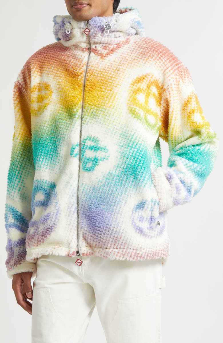 Casablanca Halftone Monogram Fleece Jacket, Alternate, color, Halftone Monogram