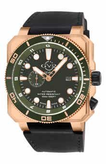 XO Submarine Swiss Automatic Leather Strap Watch, 48mm