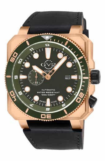XO Submarine Swiss Automatic Leather Strap Watch, 48mm