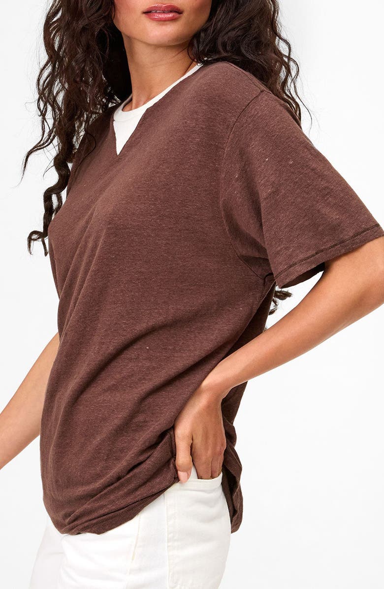 Clare V. Original Linen V-Stitch T-Shirt, Alternate, color, Mocha